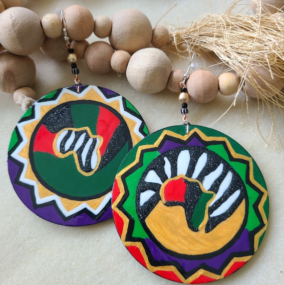 Handpainted Wood Earrings